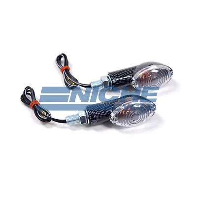 Luces de señalización de giro Mini Cateye de 2,5" 12 voltios imitación fibra de carbono transparente Foto 1 de 2
