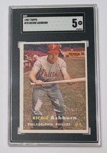1957 TOPPS RICHIE ASHBURN  GRADED SGC 5 PHILLIES HOF CARD #7