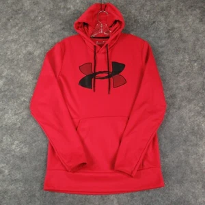 Under Armour Hoodie Mens Small Red Loose Pullover Kangaroo Pocket Polyester - Picture 1 of 13