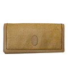 Ysl Vintage Tan Long Leather Coated Canvas Folding Wallet Checkbook Cover