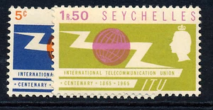 SEYCHELLES 1965 I.T.U. SG218/219 BLOCKS OF 4 MNH - Picture 1 of 1