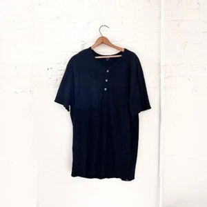 Hnly MEN'S organic cotton Short Sleeve Black Henley - Size XL - Picture 1 of 9