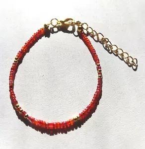 Natural Faceted Ruby Tiny 2mm Beads Healing Reiki Dainty Gold Chain Bracelet - Picture 1 of 2