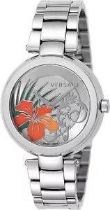 Versace Mystique Women's Silver Hibiscus Dial Watch 19Q99D1HI-S099 ($1750 MSRP) - Picture 1 of 9