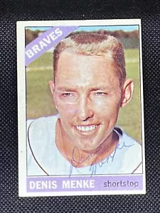 Denis Menke Braves Signed Auto Autographed 1966 Topps Card #184 ~ COA - Picture 1 of 6