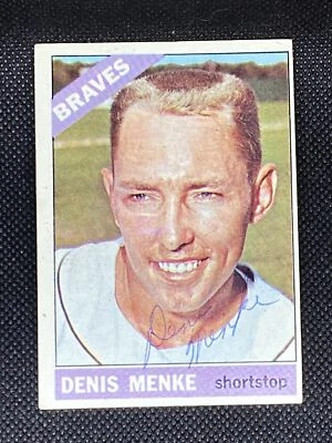 Denis Menke Braves Signed Auto Autographed 1966 Topps Card #184 ~ COA - Image 1 of 4