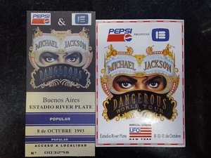 Michael Jackson Tickets Estadio River Plate 1993 + Sticker Rare Argentina - Picture 1 of 5