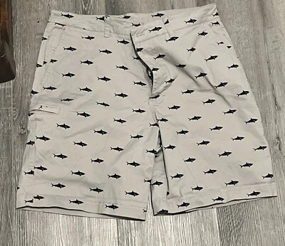 Boca Classics акула печати ячейки молнии карман хаки шорты мужской размер 36 - Изображение 1 из 4