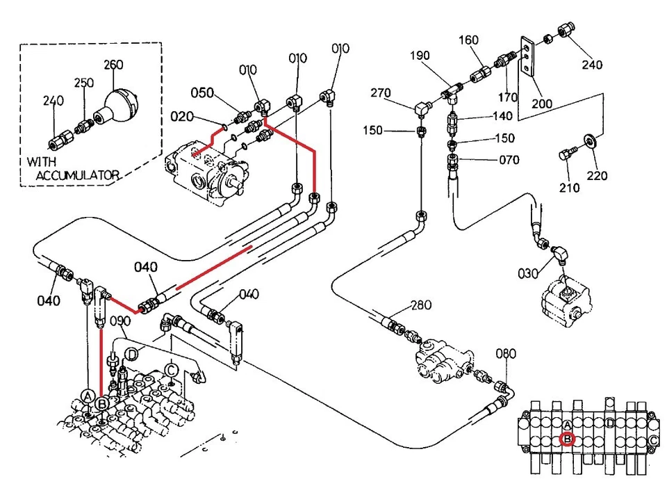 RG10863210 Hydraulic Hose (Pump To Spacer) Fits Kubota "KX41-2" (Special Order) - Image 1 of 1
