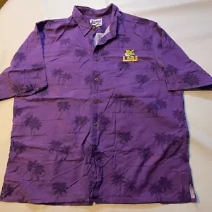 Camicia Reyn Spooner uomo XXL viola hawaiana con bottoni LSU Tigers Louisiana State - Foto 1 di 4