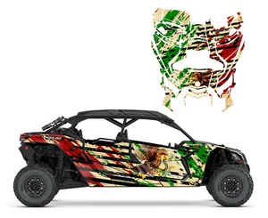 Can am Maverick X3 Max benutzerdefinierte Grafik Aufkleber Set zerfetzte amerikanische & mexikanische Flagge - Bild 1 von 4