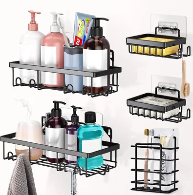 Paquete de 5 organizadores adhesivos de ducha para almacenamiento de baño y cocina Foto 1 de 4