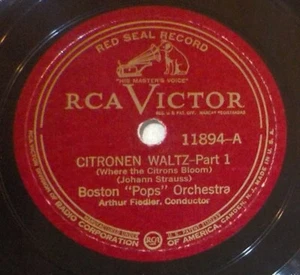 12" Boston Pops Arthur Fiedler 78 Citronen Waltz Part 1 / Part 2 BX1 - Picture 1 of 2