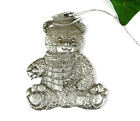 Vintage PEWTER TEDDY BEAR Christmas Ornament Seated Hat, Sweater and Scarf 1995