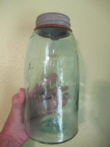 Masons Half Gallon No Shoulders Canning Jar Zinc Lid Pat Nov 30 1858 FREE SHIP - Picture 1 of 9