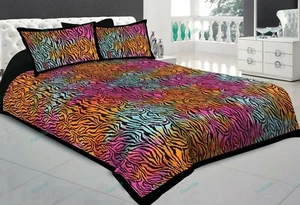 Stripes Traditional Cotton Bedding Sheet With Pillow Cover Multi Printed 90x108 - Picture 1 of 9