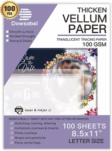 Translucent Vellum Paper, 68LBS 8.5 X 11 Inches Printable Vellums for Card Over - Picture 1 of 7