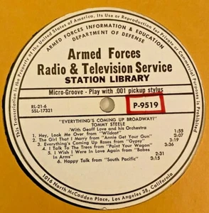RADIO SHOW AFN RL 21-6 TOMMY STEELE "BROADWAY", JOHN GARY "ALL TIME FAVORITES" - Picture 1 of 2