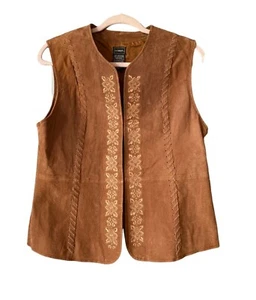 Outbrook Women's Leather Vest Size Large (12-14) Embroidered - Picture 1 of 9