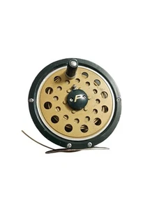Carrete de pesca con mosca Pflueger Progress 1535 de colección hecho en Japón oro verde - Imagen 1 de 5