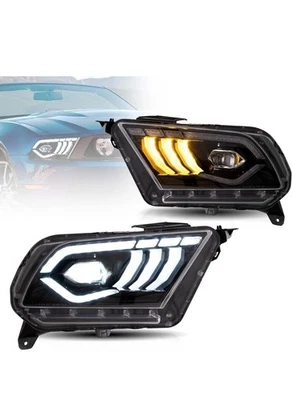LED Headlights For 2010-2014 Ford Mustang W/Welcome/Breathe Function Dynamic DRL - Image 1 of 4