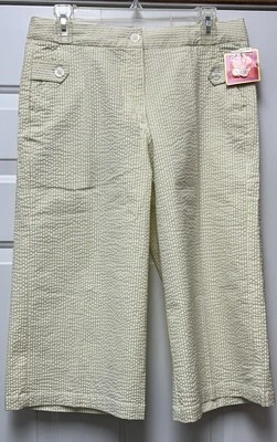 Pantalón corto capri a rayas amarillas Seersucker talla 8 Isaac Mizrahi For Target nuevo con etiquetas Foto 1 de 4