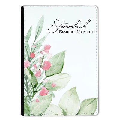 Stammbuch A5 personalisiert Familienstammbuch Leder Boho Gold Grün/weiß - Bild 1 von 4