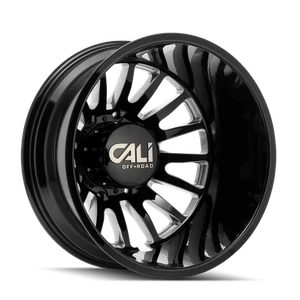 22x8.25 Cali Off-Road Summit Gloss Black/Milled Dually Rear Wheel 8x200 (-232mm) - Picture 1 of 5