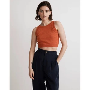 Madewell NWT Crochet-Trim Crop Sweater Tank Orange Size Small Cottagecore Knit - Picture 1 of 8