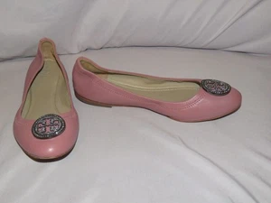 Pisos de ballet de cuero rosa con logotipo de estrás Tory Burch Liana talla 8M - Imagen 1 de 8