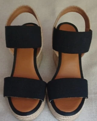 MIA Elegante Alpargata BRITTNI Sandalias de Cuña Negro y Marrón (30699) Foto 1 de 4