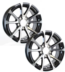 eCustomrim 2-Pack Aluminum Trailer Wheels 15X6 15 Inch Rim Black Machined 5 Lug - Picture 1 of 5