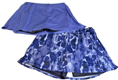 Saia Esportiva Corrida Skort Shorties Lote De 2, Periwinkle Sólida E Uma Camuflagem 2XL - Imagem 1 de 4