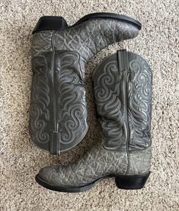 Tony Lama Cowboy Boots Black Label Gray Leather Men's 9 Style 8501 - Picture 1 of 16