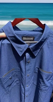 Blackhawk! 蓝色按扣衬衫长袖双口袋男式 3XL — 第 1/4 张图片