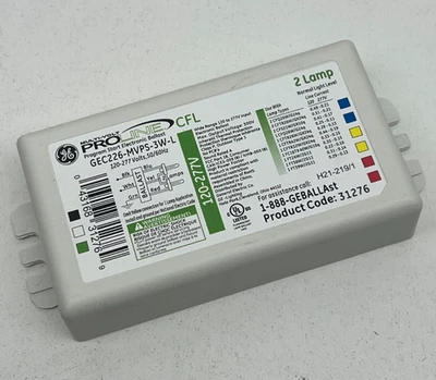 GE GEC226-MVPS-3W-L Programmed Start CFL Ballast (2-Lamp) 26W CFTR CFQ 31276 - Image 1 of 4