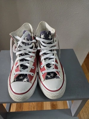 VINTAGE Converse All star USA Flag High top Sneaker Men's 5.5 Women's 7.5 - Image 1 of 4