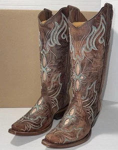 Circle G by Corral Damen Westernstiefel braun Intarsien türkis bestickt L5961 - Bild 1 von 13