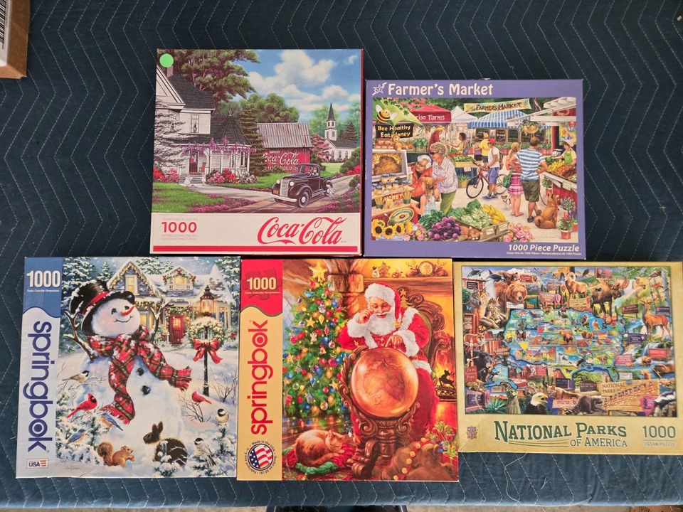 3x Springbok 1000 piece Puzzle Lot! + 2x bonus! all complete/no missing-ex. cond - Image 1 of 1