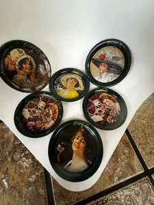 6 Vintage 70's-80's Coca-Cola Ashtrays Licensed Reproductions 3.5" Tobacciana - Picture 1 of 8