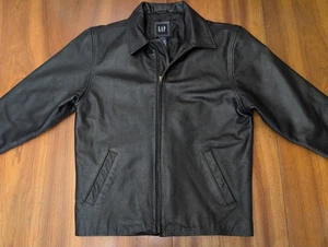 Bomber cappotto biker vintage Gap bambino 2XL/donna piccolo anni 90 pelle nero - Foto 1 di 17