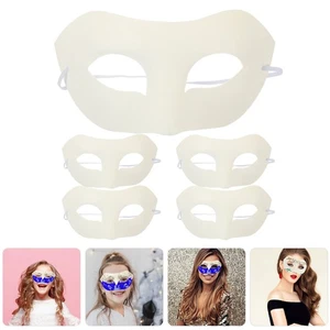 5 Pcs Blank Mask Child Paintable Paper Masks Diy For Cosplay Party White - Bild 1 von 12