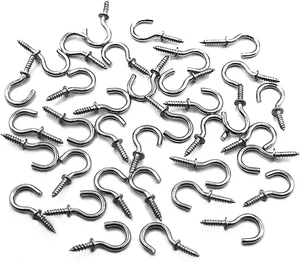 50 Pcs (304) Stainless Steel Screw Ceiling Hooks 5/8 Inch Small Cup Hook Screw-I - Picture 1 of 12