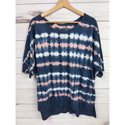 GreenTea Tie Dye Top Shirt Blue Pink Dolan Top Womens L - Image 1 of 4