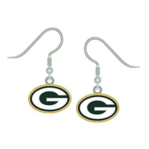 NFL Green Bay Packers Green Bay Packers Earrings J-Hook Logo, Green, Small Cover