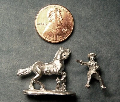 Old West HO Scale Metal Unpainted Figure "Cowboy with 6 Gun & Horse" Pre-Owned - Image 1 of 3
