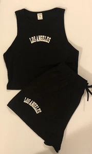 Shein Girls/Teens 14Y “Los Angeles” Black Shorts & Crop Top Tank Set - New - Picture 1 of 7