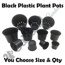 Black Plastic Plant Pots 1 2 3 4 5 7.5 10 12 15 20 Litre Large Flower Pot Strong