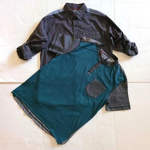 Lot of 2 Boys Tranquility Mayhem Plaid Shirt & American Crusader T-Shirt Size S - Picture 1 of 9