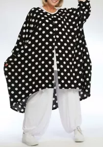 PLUS SIZE DARK NAVY/WHITE DOTS 2 POCKETS OVERSIZED BALLOON JACKET Size 30-40 - Picture 1 of 4
